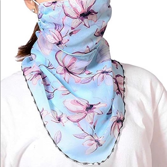 Accessories - - New blue floral chiffon bandana neck gaite…